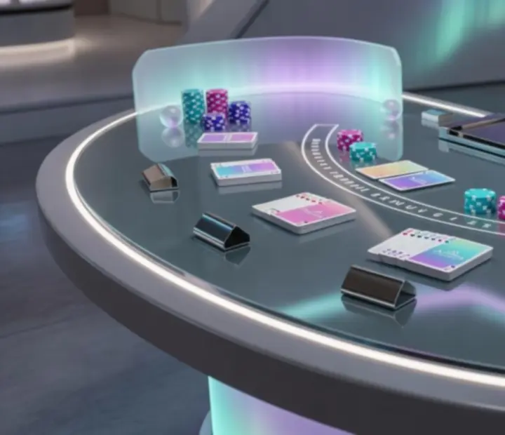Elegancki stół blackjack z oświetleniem na wydarzeniu firmowym