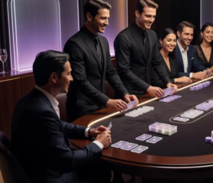 Pokerowy stół podczas eleganckiego wieczoru eventowego
